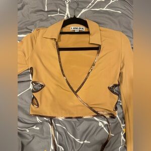 I.AM.GIA Tan Cutout top